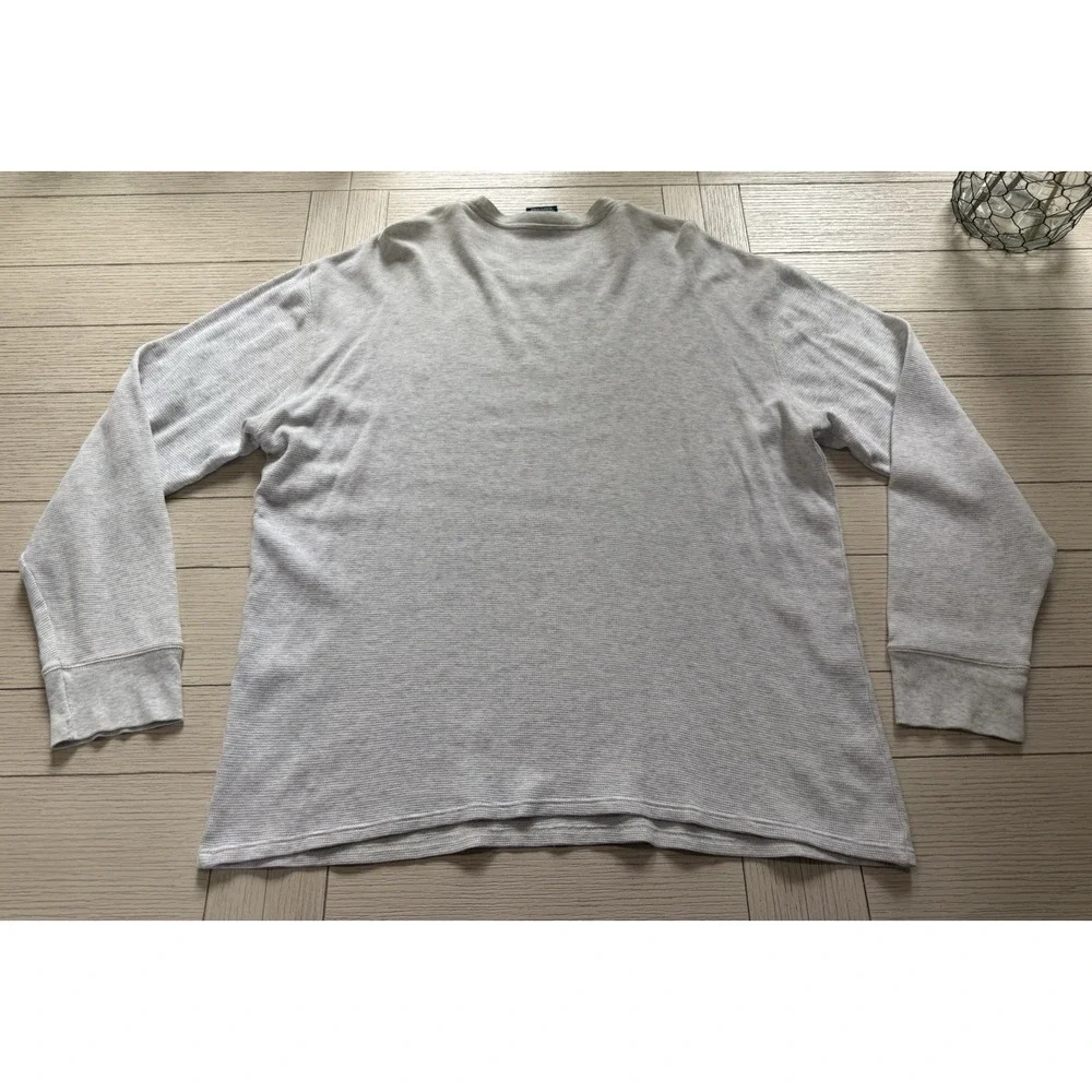 Polo Ralph Lauren Men Gray Waffle Knit Thermal Sleepwear Shirt Long Sleeve 2XL